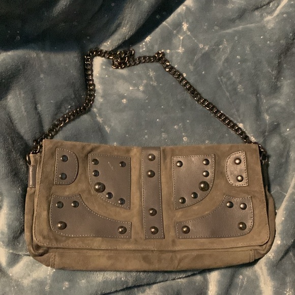 Suede gray shoulder purse - Picture 1 of 9